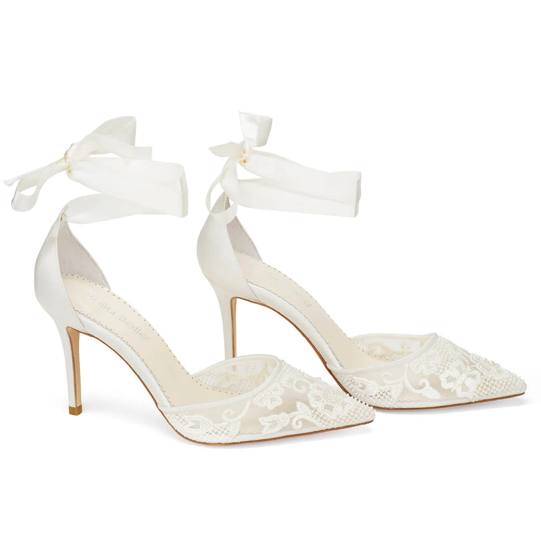 PENELOPE Lace And Pearl Wedding Shoes 1 PENELOPE Lace And Pearl Wedding Shoes