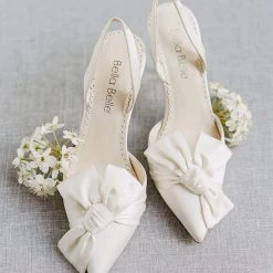 REESE Wedding Pointed Toe Heels With Bow For Brides