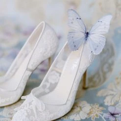 SOPHIA White Flower Wedding Shoes Lace Heels