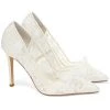 SOPHIA White Flower Wedding Shoes Lace Heels