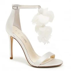 WISTERIA Chiffon Flower Drape Ankle Strap Heels Wedding 10 WISTERIA Chiffon Flower Drape Ankle Strap Heels Wedding