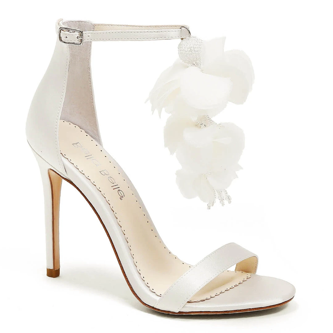 WISTERIA Chiffon Flower Drape Ankle Strap Heels Wedding 4 WISTERIA Chiffon Flower Drape Ankle Strap Heels Wedding