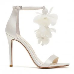 WISTERIA Chiffon Flower Drape Ankle Strap Heels Wedding 9 WISTERIA Chiffon Flower Drape Ankle Strap Heels Wedding