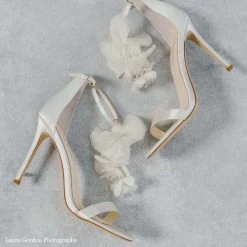 WISTERIA Chiffon Flower Drape Ankle Strap Heels Wedding