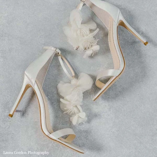 WISTERIA Chiffon Flower Drape Ankle Strap Heels Wedding 2 WISTERIA Chiffon Flower Drape Ankle Strap Heels Wedding