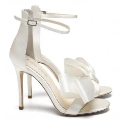 ZOEY Asymmetrical Open Toe Bow Wedding Heels