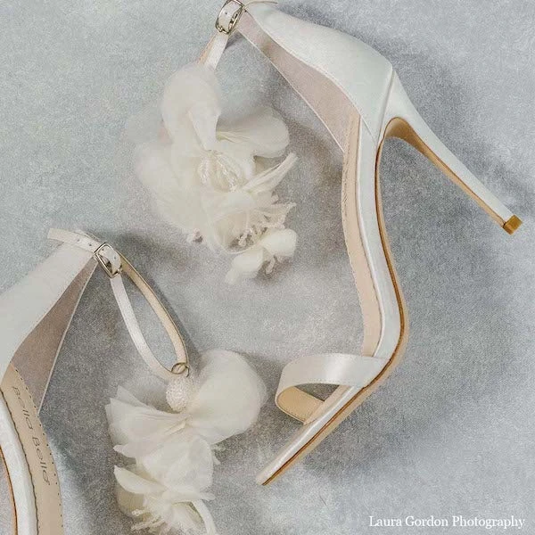 WISTERIA Chiffon Flower Drape Ankle Strap Heels Wedding 7 WISTERIA Chiffon Flower Drape Ankle Strap Heels Wedding