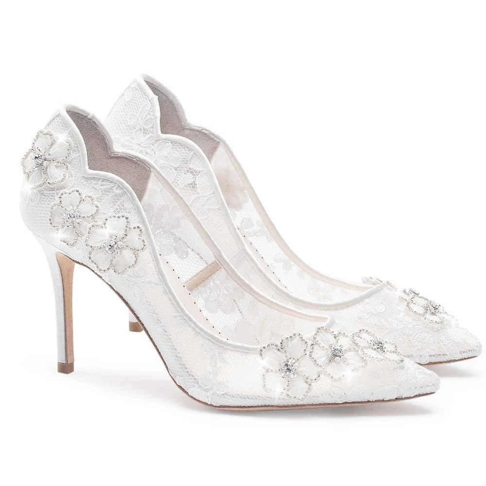 AURORA Wedding Crystal And Lace Bridal Shoes 1 AURORA Wedding Crystal And Lace Bridal Shoes
