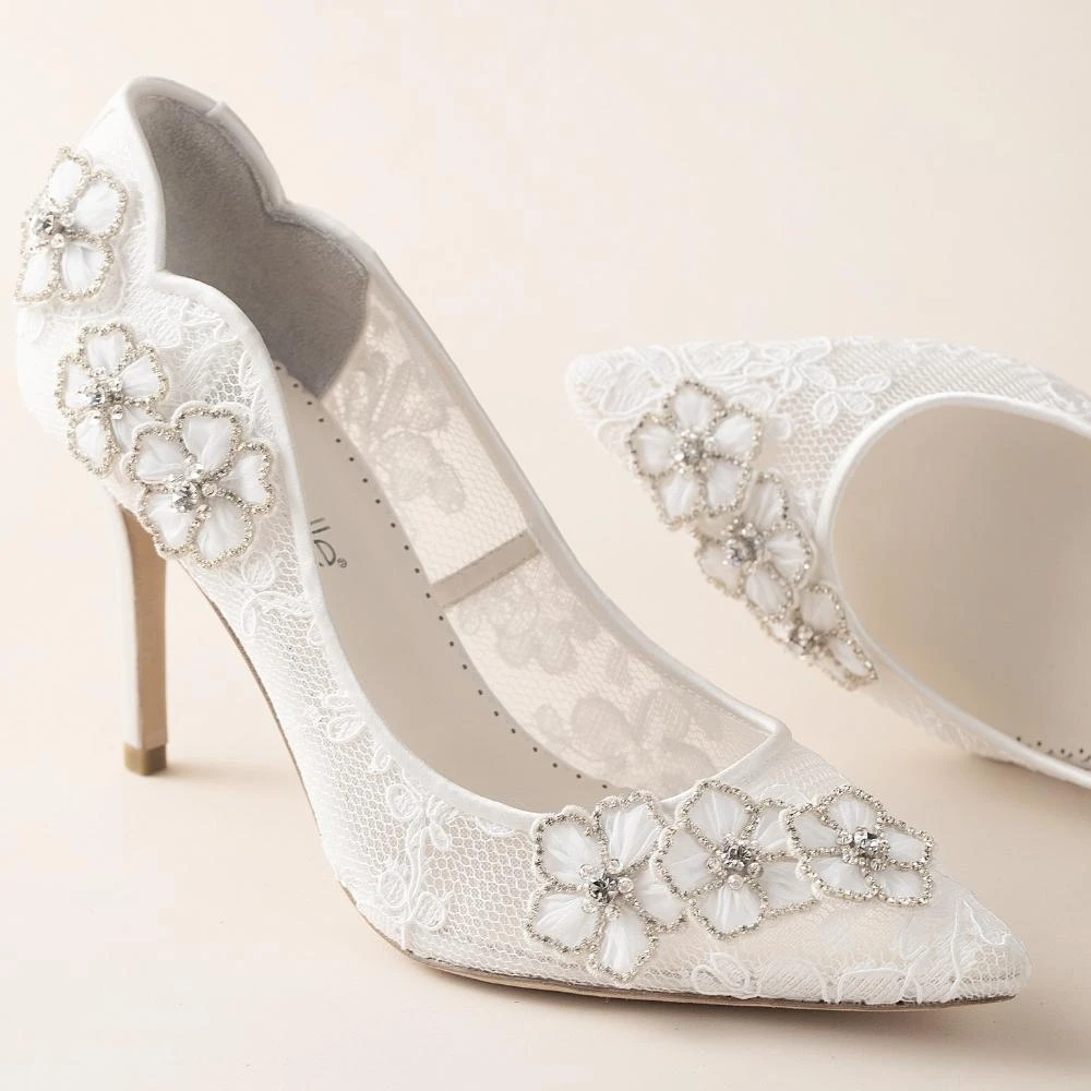 AURORA Wedding Crystal And Lace Bridal Shoes 2 AURORA Wedding Crystal And Lace Bridal Shoes