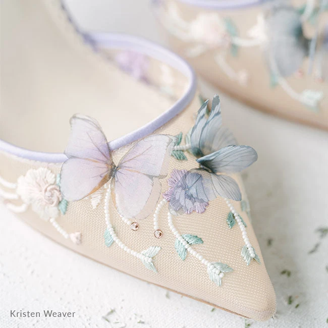 ELIZA Wedding Lavender Butterfly Garden Block Heels 2 ELIZA Wedding Lavender Butterfly Garden Block Heels