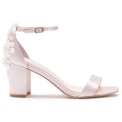 FABIOLA BLUSH Blush Block Heel Sandals With Pearls Wedding