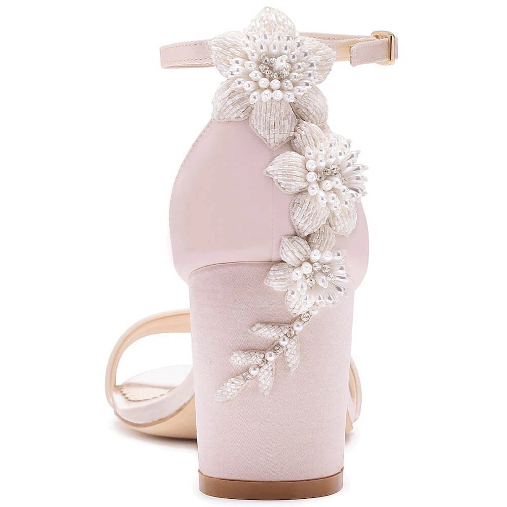 FABIOLA BLUSH Blush Block Heel Sandals With Pearls Wedding 4 FABIOLA BLUSH Blush Block Heel Sandals With Pearls Wedding