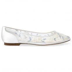 FIONA Baby Blue Floral Lace Ivory Wedding Flats