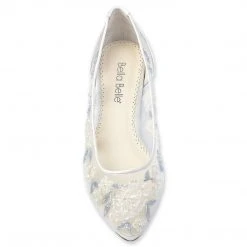 FIONA Baby Blue Floral Lace Ivory Wedding Flats
