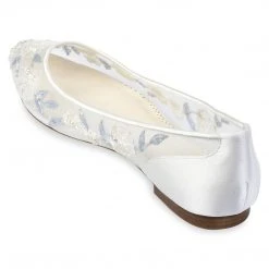 FIONA Baby Blue Floral Lace Ivory Wedding Flats