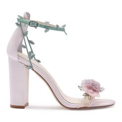 EDEN Wedding Blush Block Heels With 3D Flowers