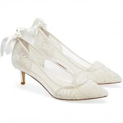 GRETA Ivory Lace French Embroidered Lace Bridal Shoes Wedding