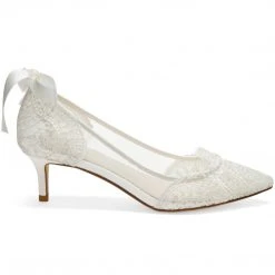 GRETA Ivory Lace French Embroidered Lace Bridal Shoes Wedding