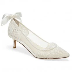 GRETA Ivory Lace French Embroidered Lace Bridal Shoes Wedding