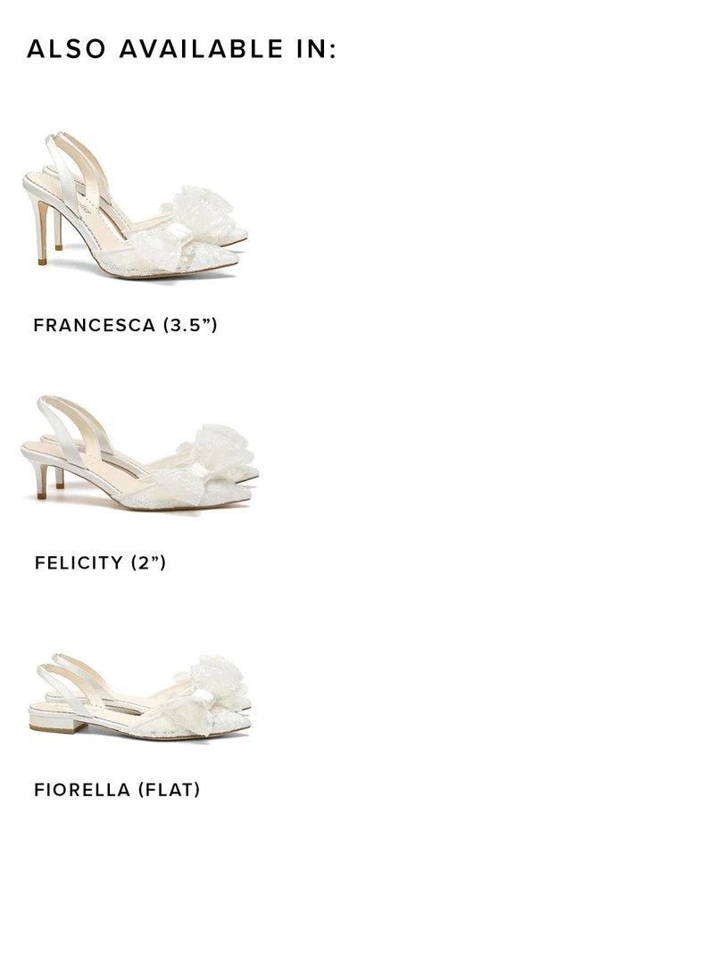 FRANCESCA Lace Slingback Wedding Shoes With Bow 9 FRANCESCA Lace Slingback Wedding Shoes With Bow