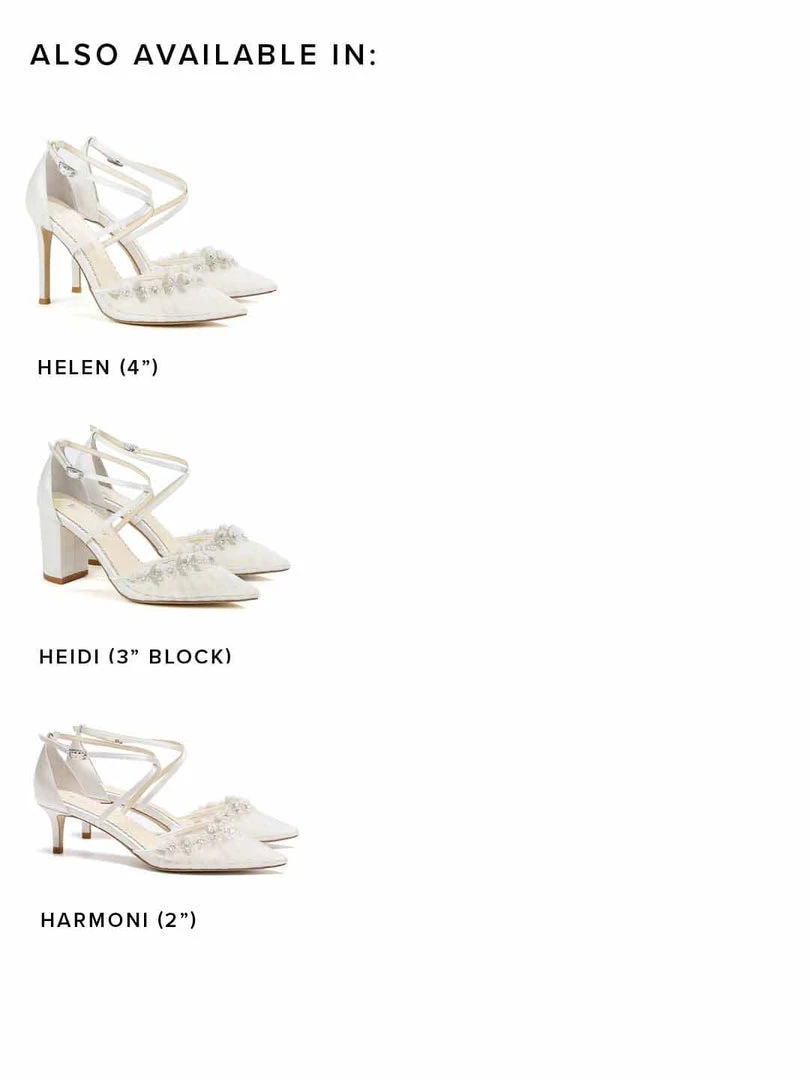 HELEN Pleated Tulle Flower Wedding Shoes 7 HELEN Pleated Tulle Flower Wedding Shoes