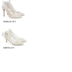 GISELLE Ivory Lace Boho Wedding Heels With Ribbon Tie