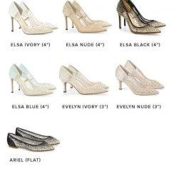 ELSA BLACK Crystal Embellished Heels With Black Sequin On Nude Mesh Evening