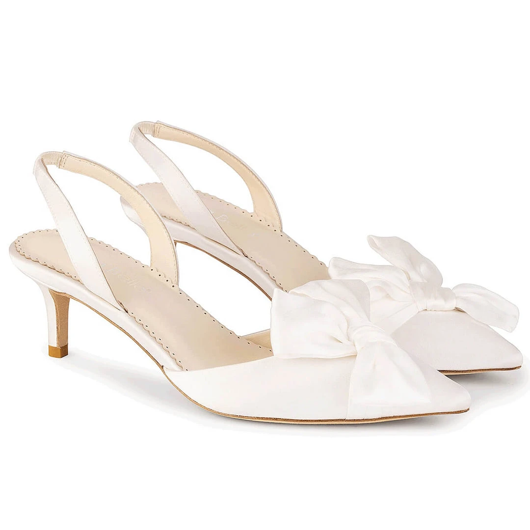 REAGAN Low Heels With Bow For Brides 1 REAGAN Low Heels With Bow For Brides