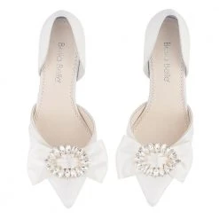 MORGAN Wedding Ribbon And Crystal Ivory D’orsay Pump