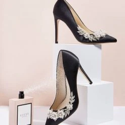 JASMINE BLACK Pearl Embellished Shoes Crystal Embellished Pumps 20 JASMINE BLACK Pearl Embellished Shoes Crystal Embellished Pumps
