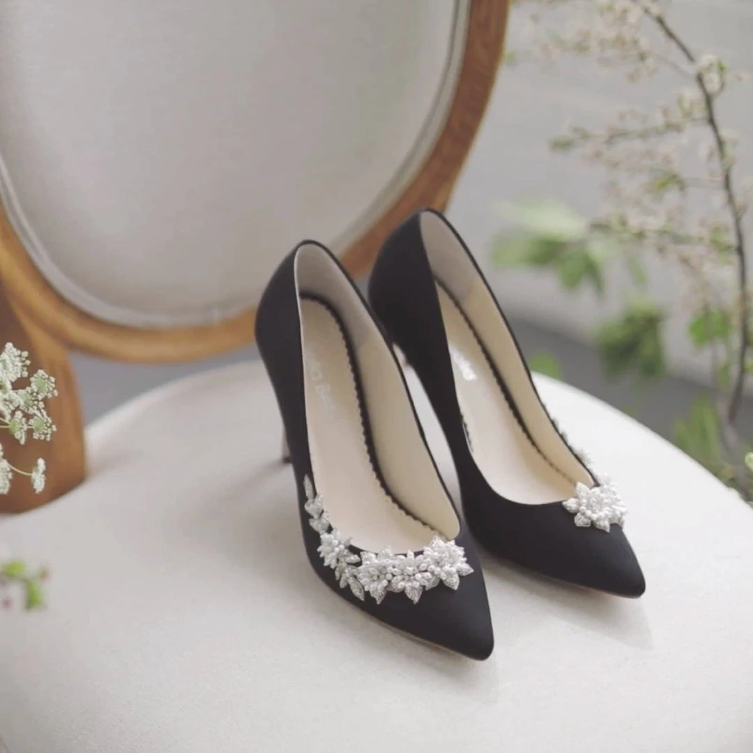 JASMINE BLACK Pearl Embellished Shoes Crystal Embellished Pumps 9 JASMINE BLACK Pearl Embellished Shoes Crystal Embellished Pumps
