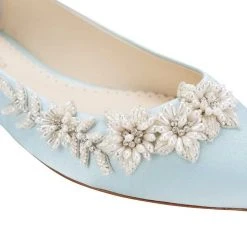 DAISY BLUE Blue Wedding Shoes Flats, Blue Flats