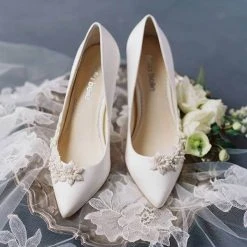 JASMINE 3D Floral Pearl Wedding Shoes