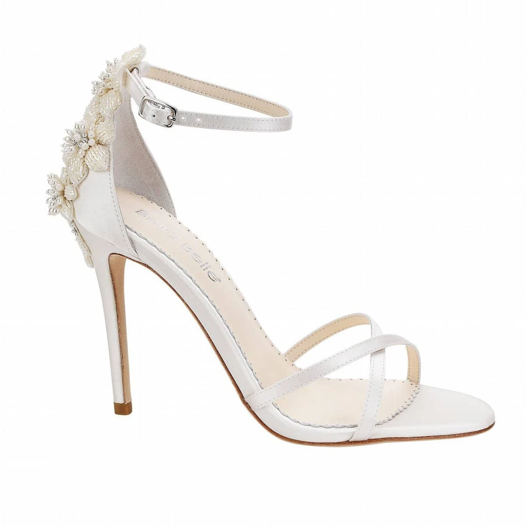 GARDENIA Ivory Ankle Strap Heels With Pearls & Beads Stiletto Wedding Shoes 3 GARDENIA Ivory Ankle Strap Heels With Pearls & Beads Stiletto Wedding Shoes
