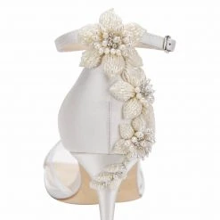 GARDENIA Ivory Ankle Strap Heels With Pearls & Beads Stiletto Wedding Shoes 14 GARDENIA Ivory Ankle Strap Heels With Pearls & Beads Stiletto Wedding Shoes