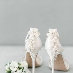 GARDENIA Ivory Ankle Strap Heels With Pearls & Beads Stiletto Wedding Shoes 17 GARDENIA Ivory Ankle Strap Heels With Pearls & Beads Stiletto Wedding Shoes