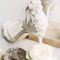 GARDENIA Ivory Ankle Strap Heels With Pearls & Beads Stiletto Wedding Shoes 18 GARDENIA Ivory Ankle Strap Heels With Pearls & Beads Stiletto Wedding Shoes