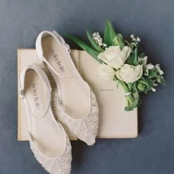 INES Wedding Art Deco Bridal Pearl Flat Shoes