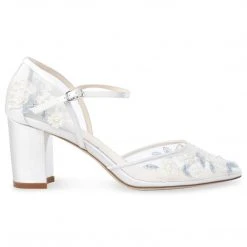 VIVIAN Ivory Block Heel Blue And Ivory Wedding Shoes