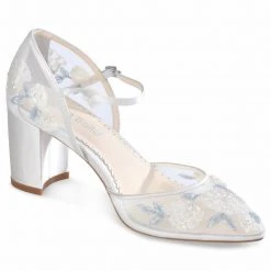 VIVIAN Ivory Block Heel Blue And Ivory Wedding Shoes
