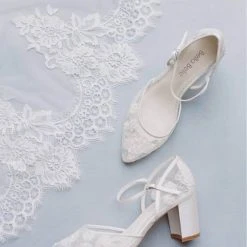 VIVIAN Ivory Block Heel Blue And Ivory Wedding Shoes