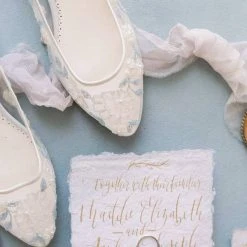 FIONA Baby Blue Floral Lace Ivory Wedding Flats