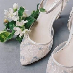 VIOLA Ivory And Blue Wedding Shoes