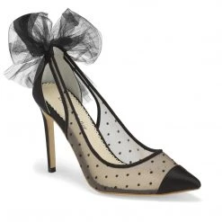 MATILDA BLACK Evening Polka Dot Slingback Tulle Heels
