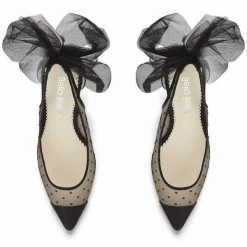 MATILDA BLACK Evening Polka Dot Slingback Tulle Heels