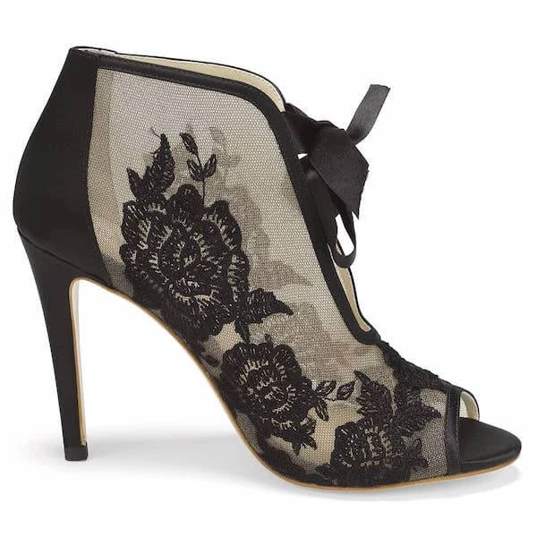 NIKKI BLACK Evening Black Lace Peep Toe Booties 3 NIKKI BLACK Evening Black Lace Peep Toe Booties