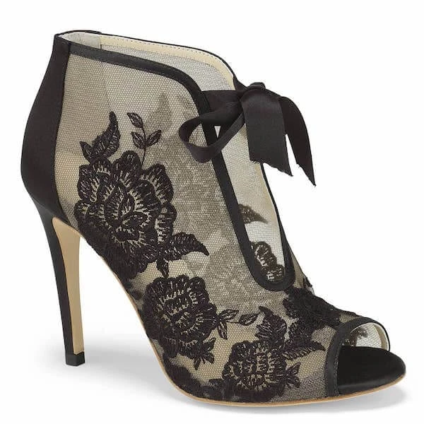 NIKKI BLACK Evening Black Lace Peep Toe Booties 4 NIKKI BLACK Evening Black Lace Peep Toe Booties