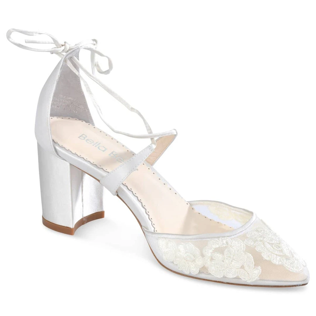 ABIGAIL Ivory Floral Block Heels 4 ABIGAIL Ivory Floral Block Heels