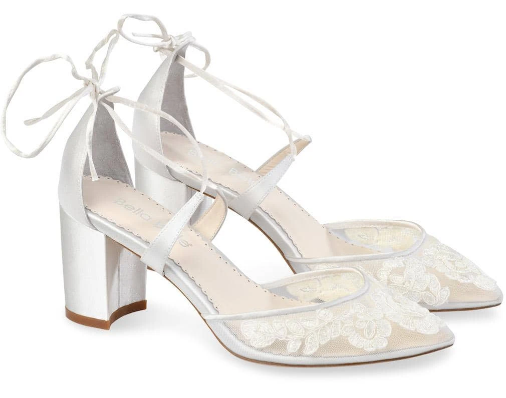 ABIGAIL Ivory Floral Block Heels 1 ABIGAIL Ivory Floral Block Heels