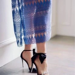 OLIVIA BLACK Evening Heels With Bow Ankle Strap And Rhinestone Ankle Strap Heels